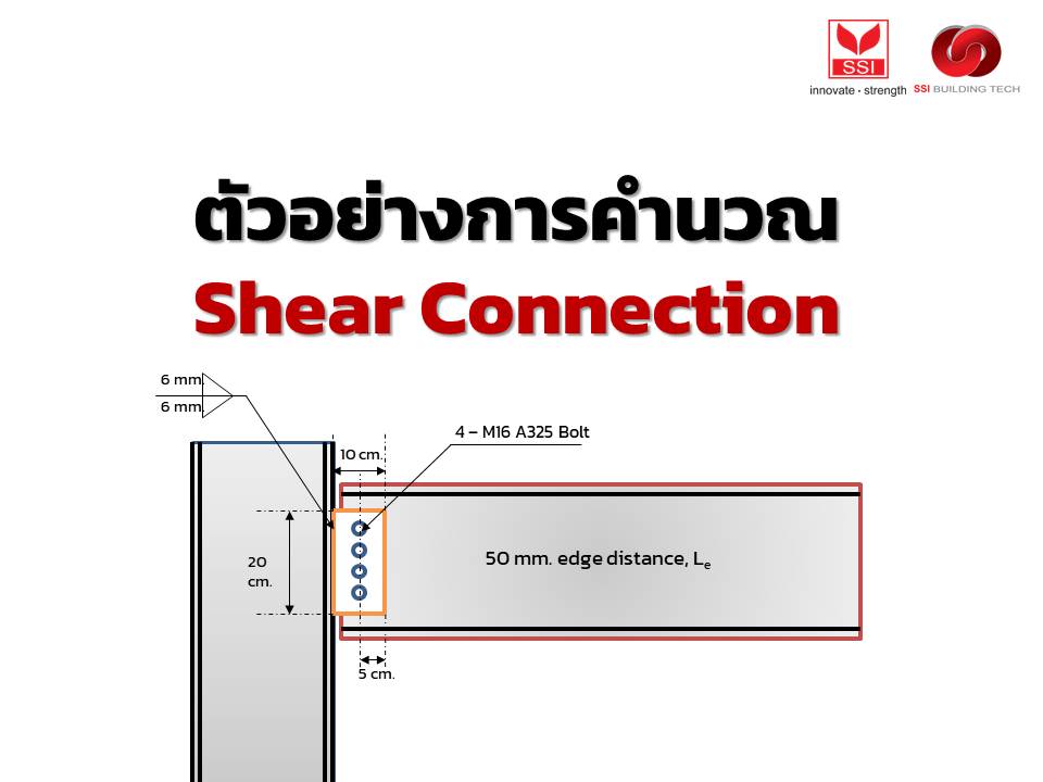 ตัวอย่างการคำนวณออกแบบ Shear Connection (Shear Tap)